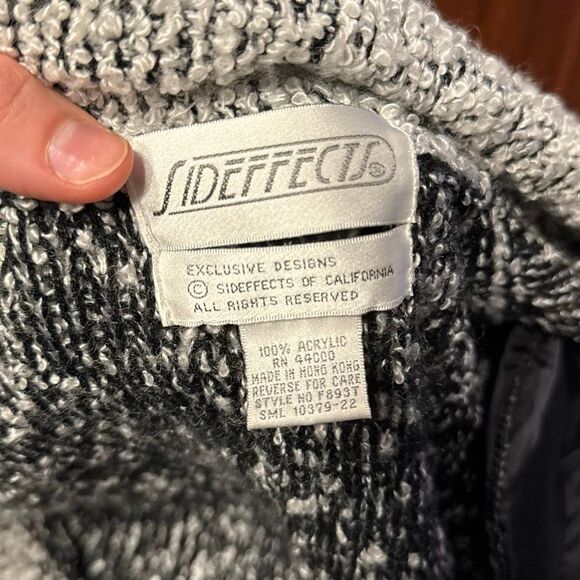 Vintage Sideffects Boucle Black White Sweater Cardigan Women’s US Small - Picture 5 of 7